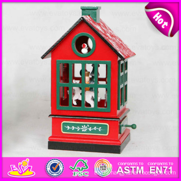 2015 Wooden Craft Carousel Music Toy, Interesting Wooden Music Box, 2color Wood Bird Room Christmas Gift Design Music Box W07b023b